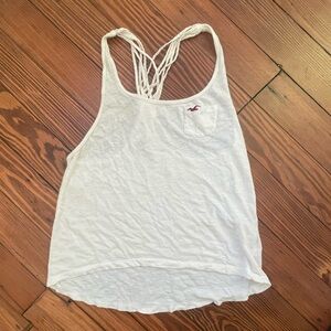 Hollister White Tank Top with Braided Back